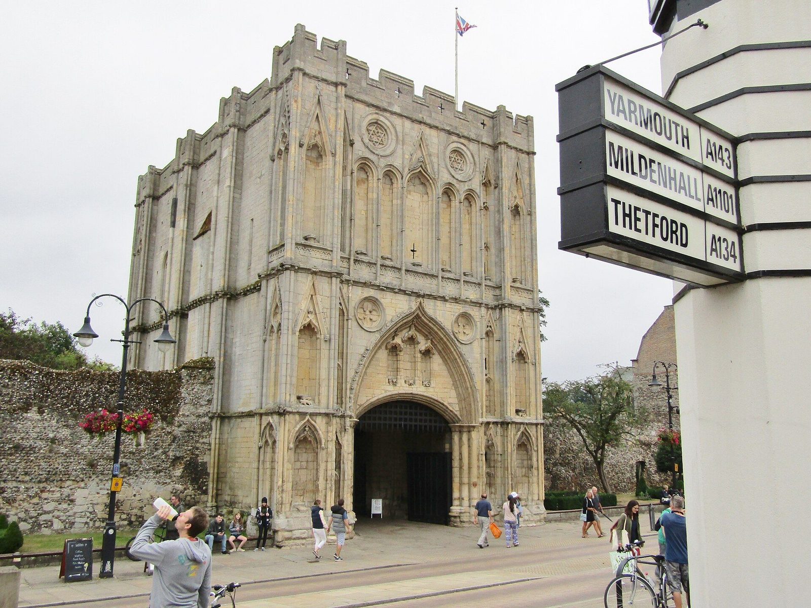 The 14th-century Abbey Gate on Angel Hill, Bury St Edmunds, two minutes' walk from 18 Angel Hill